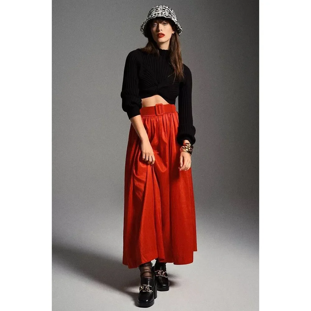 Anthropologie Maeve Belted Maxi Skirt
